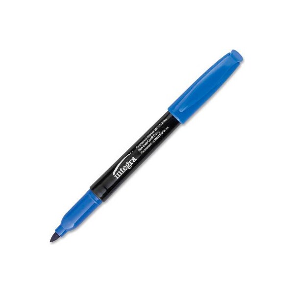 Integra Integra Fine Point Permanent Marker, Water/Fade Resistant, Blue Ink, Dozen 30017 - main